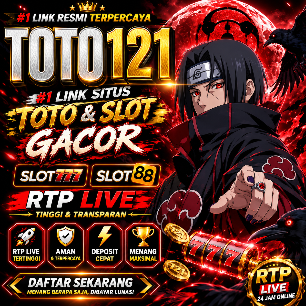 TOTO121 Terpercaya - Link Situs Toto Slot Gacor Slot777 Slot88 dengan RTP Live